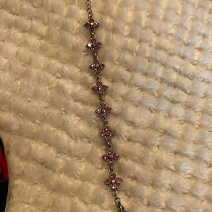 Pink Crystal and silver bracelet